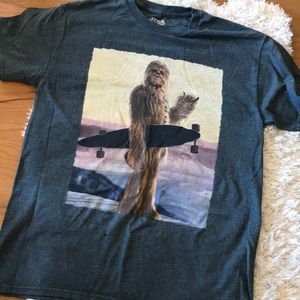 FLAW hole Fifth Sun Star Wars Chewy Chewbacca Skateboard graphic tee size Medium